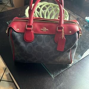 Coach purse red and navy blue